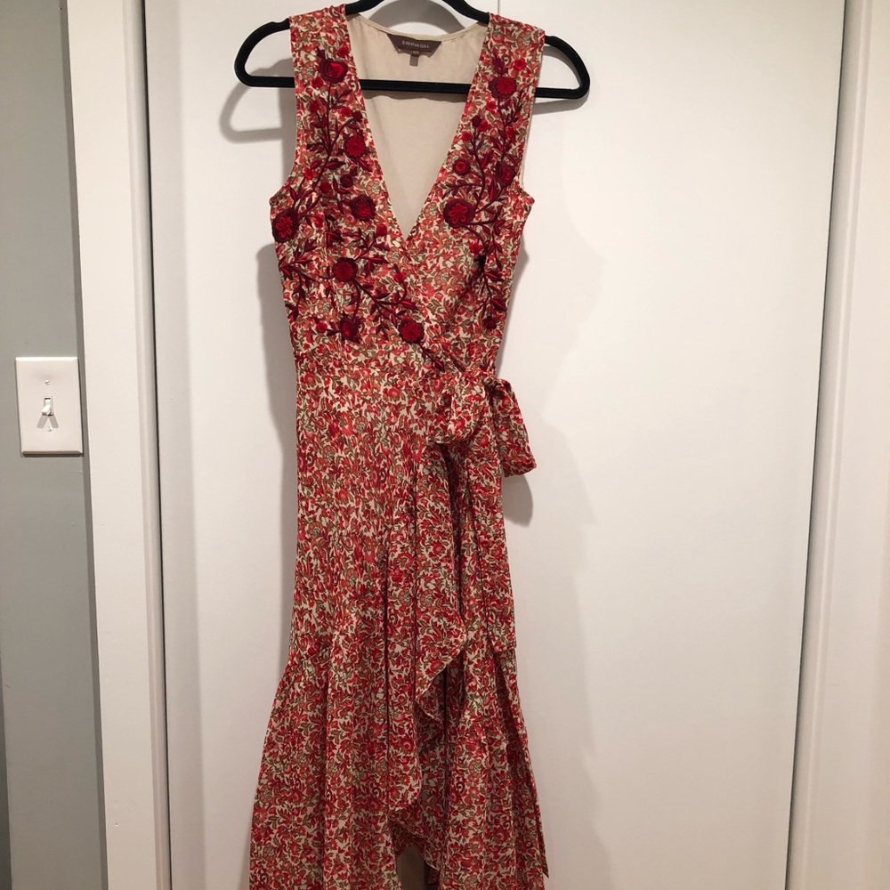 Anthropologie Red Floral Dress